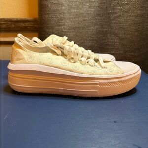 Converse Women's Cream Floral Platform Sneakers